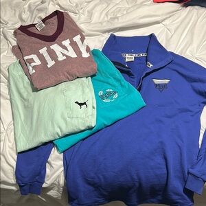 PINK Victoria's Secret Tees and Sweatshirt Trio